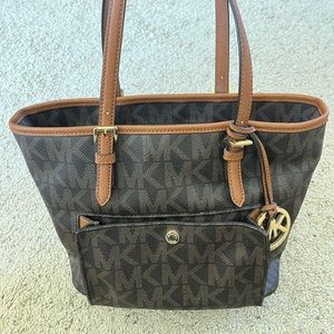 Michael Kors Mini/Medium Brown Logo Purse